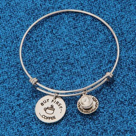 WUSUANED Coffee Addict Bracelet But First Coffee Jewelry Gift for Barista Coffee Lover (but first coffee)