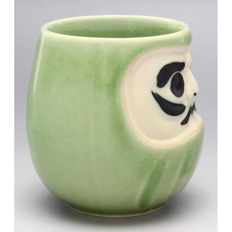 Mino Ware K11213 Feng Shui Daruma Sushi Teacup Green (Talented