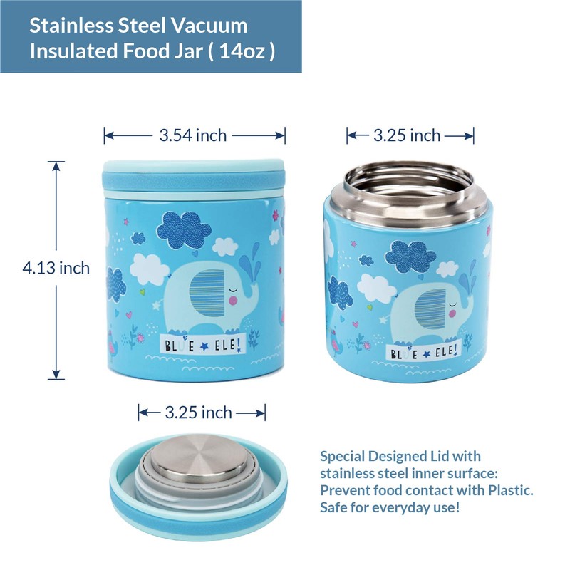 BLUE ELE Vacuum Insulated Jar & Thermos, BPA-Free Lunch Containers,