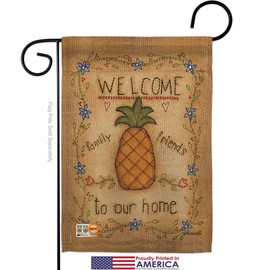 Breeze Decor Welcome Sweet Pineapple Garden Flag Set Wall Hanger Food Strawberry Apple Watermelon Tropical Aloha Summer Small Decorative Gift Yard House Banner Made in USA 13 X 18.5