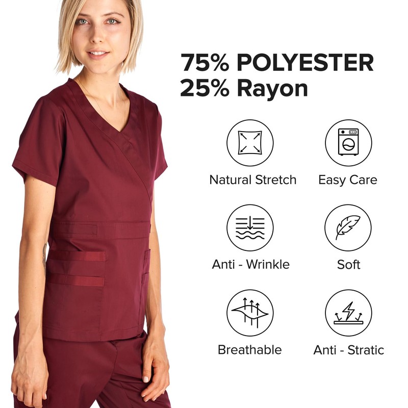 Dagacci - Conjunto médico de uniforme médico para mujer, elástico