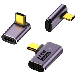 FsGrg USB 4.0 Type C Conversion Adapter, Left and Right 90° Bend, PD, 240W/5A, Rapid Charging, 40Gbps High Speed Data Transfer, L-Shaped, L-Shaped, Type C Type-c Converter, 90°, Male to Female, USB C