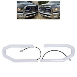 ECOTRIC LED Lights On Front Hood Bumper Grill Compatible with 2010-2018 Dodge Ram 2500 3500 4500 Big Horn Grille Front Lamps - Left & Right