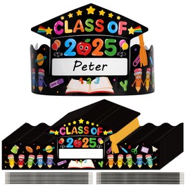 Hedeey 24 Pack Kindergarten Graduation Cap Paper Adjustable Preschool Graduation Hats for Kids Classroom Supplies (Pencil 24)