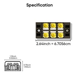 Terminal Block 2 Wrapped 3 Circuits 30A 450v Double-Row Screw terminals and 12 Pieces Connectors