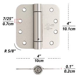 HASWARE Self Closing Commercial Door Hinge: 4 Inch Spring Hinges - Adjustable Door 5/8 Inch Radius Corners - for Garage Wooden Door or Bathroom, UL Listed (Satin Nickel, 1Pack)
