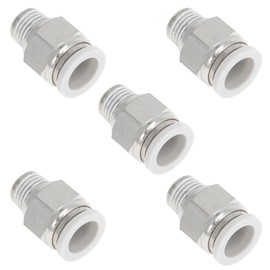 TUCKBOLD Push to Connect Air Fittings 1/2" Male Thread Air Line Quick Connector Plastic Nickel-Plated Copper 1/4" NPT 5 Pcs White Silver Tone