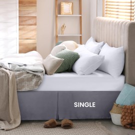 Utopia Bedding Valance Sheet Single - Soft Brushed Polyester-Microfibre - Pleated - Fits Under the Mattress & Down to the Floor - Base Bed Skirt (Grey)