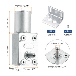 MECCANIXITY DC 6V 10 RPM Reversible Worm Geared Motor Reducer Motor 6mm D Shape Shaft High Torque Gear Box with Fixing Bracket Reduction Electric Motor for Sweepers, Printers, Ovens