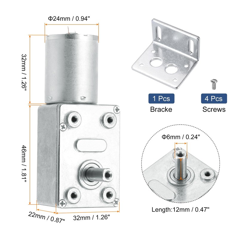 MECCANIXITY DC 6V 10 RPM Reversible Worm Geared Motor Reducer