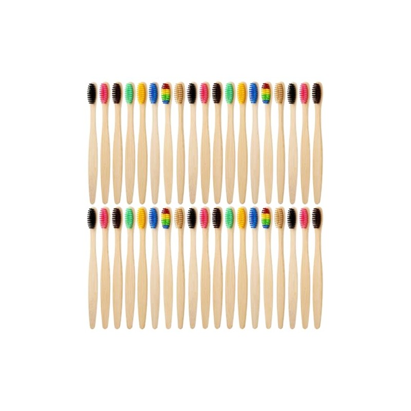 Paquete de 35 cepillos de dientes de bambú, cerdas de