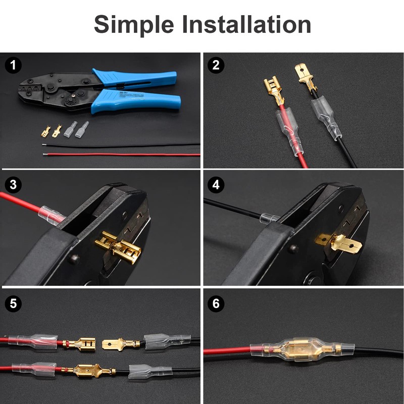 2.8,4.8,6.3mm Golden Quick Splice Male and Female Wire Spade Crimp