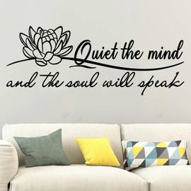 SEATUNE Yoga Pilates Wall Stickers - Inspirational Quotes Motivational Wall Decals - Bathroom Bedroom Living Room Home Vinyl Art Wall Decor - Quiet The Mind and The Soul Will Speak 23"X9"