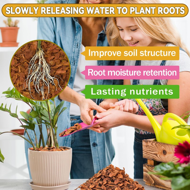 Zeedix 4 Pack Coco Husk Chips for Plants, 100% Organic