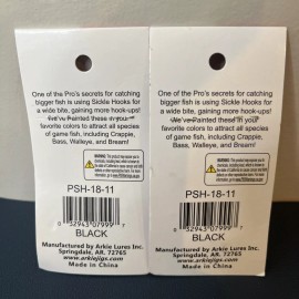 Arkie jig heads ~Sickle hooks ~ Black Free Shipping (2 pks=20 jigs)