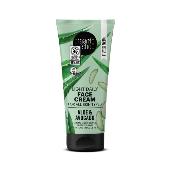 Organic Shop Light Daily Face Cream for All Skin Types Avocado and Aloe (50 ml)