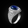 Sterling Silver Jerusalem Cross Lapis Lazuli Statement Ring (11.25)