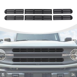 RAZPOY for Bronco Grill Inserts, 6PCS Front Grille Mesh Inserts Cover Trim Guard Compatible with 2021-2023 Ford Bronco Exterior Accessories, Black