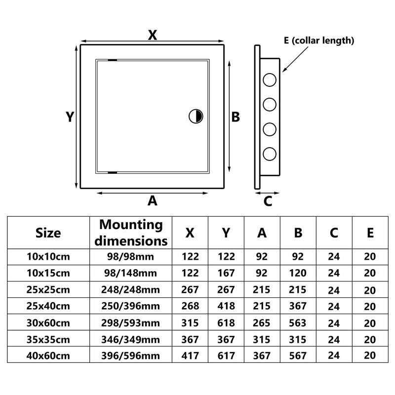 100x100mm Access Panels Inspection Hatch Access Door ABS Plastic