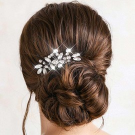 Evlry Kristall Hochzeit Haarschmuck Braut Silber Strass Haarkamm Kommunion für Frauen und Mädchen