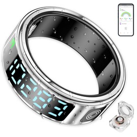 DEERLET Smart Ring Health Tracker with Display for Women Men - German Chip,Ultra Light,Ultrathin,Free Charging case,iOS/Android/Fitness/Heart Rate/SpO2/Sleep/Step/Pressure