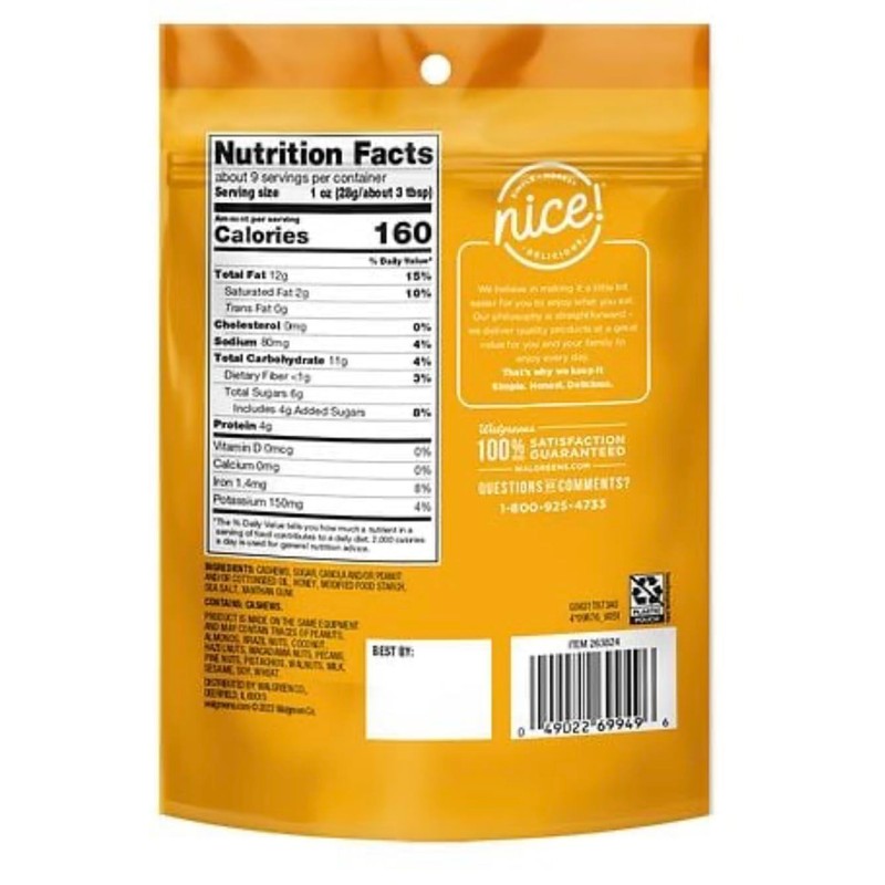 Generic Nice! Cashew Halves and Pieces, Honey Roasted 9.25 oz