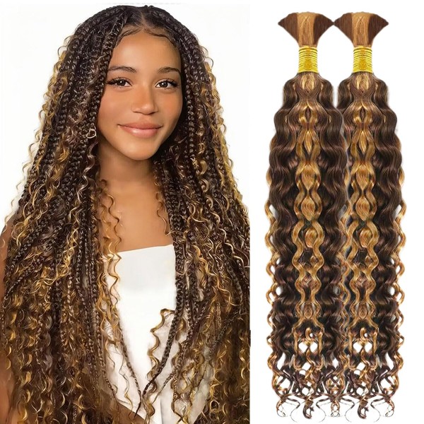 Water Wave Bulk Human Hair for Braiding, 2 Bundles, Human