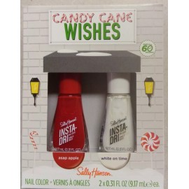 Sally Hansen Insta-Dri Nail Polish Color. Asap Apple & White on Time.