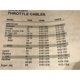Arctic Cat  Throttle Cable 0187-061 NOS Arctic Cat 410-152 Made in USA El Tigre 5000 80-81