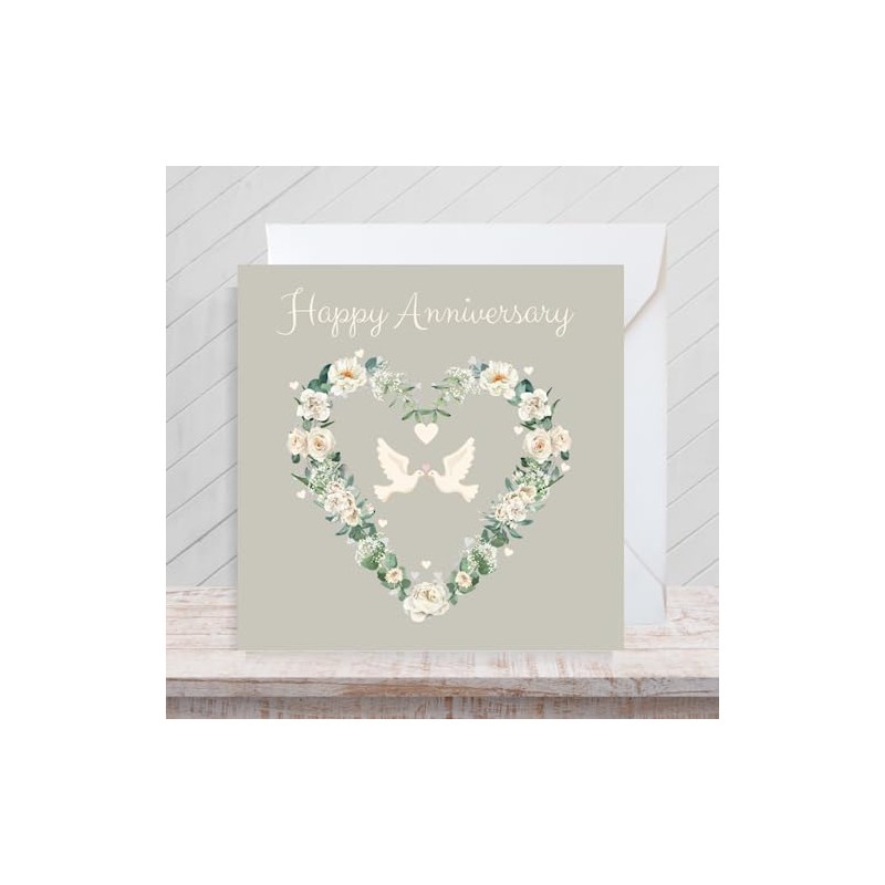 Second Ave Flower Heart Anniversary Square Card Partner Wife Husband