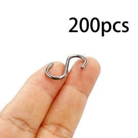 Vafon 200Pcs 1 Inch Stainless Steel S Hook Curtain Hanging Connectors Mini S Shaped Hangers Ornament for DIY Jewelry Chain Hardware Pet Name Tag Lure and Assembly DIY Crafts Doll House Towel Hook Key Ring