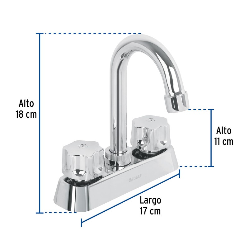 Foset Basic MP-060, Mezcladora plástica para lavabo, cuello tipo bar,