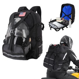 Bvomheez Motorcycle Backpack Helmet Bags, Helmet Holder Bag, 35L Large Capacity Waterproof Riding Extensibility up to 180°, Motorcycle Accessories Storage Cycling Bag, Travel Hiking Backpack for Men