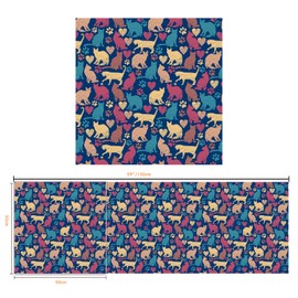 Upholstery Decorative Fabric Marine Waterproof Material 60"×24" Blue-Cat Footprints Print Pattern, Non-Peeling Upholstery Fabric for Pillows Sofa Curtains Home Accents DIY