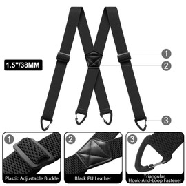 Hidden Suspenders for Men 1.6 Inch Wide X Back Adjustable Elastic Men's Suspenders Under Clothes with 4 Snap Loop for Jeans Pants Black