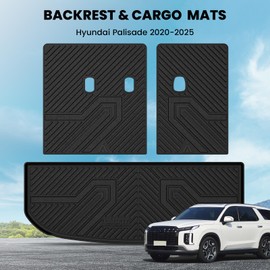 LASFIT Cargo & Backrest Mats for Hyundai Palisade 2025 2024 2023 2022 2021 2020 All Weather TPE Custom Fit Car Trunk Mats Cargo Liner & Seatback Mats, Black