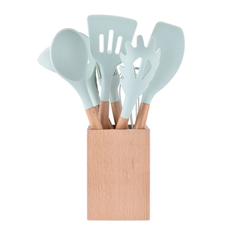 9PCS/Set Silicone Cooking Utensils Kitchenware Blue Kitchen Tool (Storage Bucket
