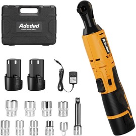 Adedad Cordless Ratchet Wrench Set, 3/8" 12V x2 Batteries Powered Ratcheting Wrench Tool Kit with Battery and Charger, Electric Ratchet,40Ft-lbs 400 RPM