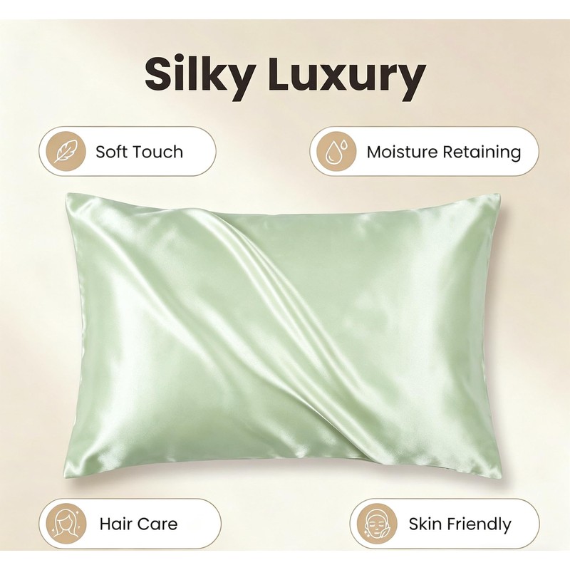 2 Pack Satin Silk Pillow Case Soft Pure Mulberry pillow