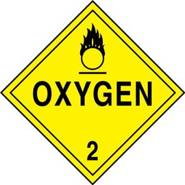 Accuform MPL204CT25 PF-Cardstock Hazard Class 2 DOT Placard, Legend "Oxygen 2" with Graphic, 10-3/4" Width x 10-3/4" Length, Black on Yellow (Pack of 25)