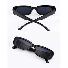 Taomeng Retro Small Frame Sunglasses Men Women Trendy Rectangle Sunglasses Cross Edge All Match Sunglasses, Black+white