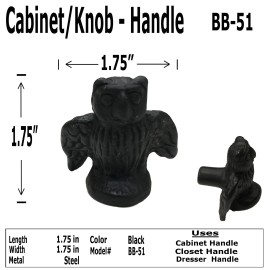 Antique Hardware Depot 1.75"- Owl - Iron Antique Reproduction Knob Pull Handle - Cabinets Door BB-51 - 4