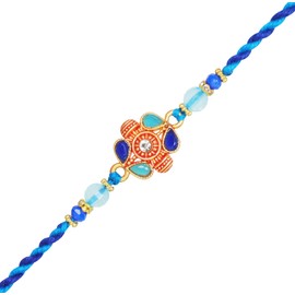 Premium Floral Diamond Rakhi for Brother Thread for Men/Boy Raksha Bandhan Rakhi Rakshabandhan Raki Rakhee Bracelet - 169