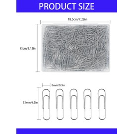 Paper Clips, 600 Pcs Paperclips Premium Medium Paper Clip, 1-2/7" Silver School Office Supplies Heavy Duty, Ideal for Bookmark(Silver)