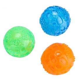 3Pcs TPR Pet Chew Toy Squeaky Dog Chew Ball Puppy Molar Teeth Cleaning Ball Interactive Chew Ball for Small Medium Dogs
