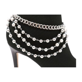 Alwasytyle4you Women Silver Metal Chain Boot Bracelet Shoe Ball Waves Charm One Size Fits All