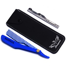 Sharpend Straight Edge Razor for Men – Professional Barber Straight Razor Kit with plastic Handle, Cut Throat Razor for Shaving – Classic Grooming Gift Set 10 Double edge Blades kit