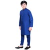 Boys Plain Soft Blended Cotton Ink Blue Kurta With Trouser