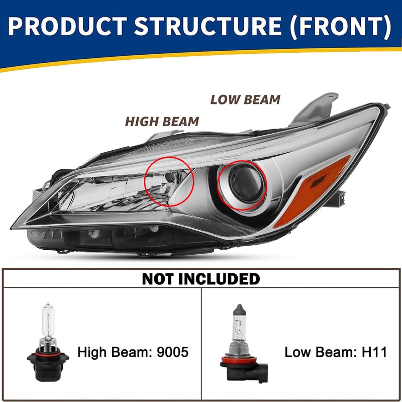 Headlights Assembly Pair for 2015 2016 2017 Toyota Camry LE/SE/XLE/XSE
