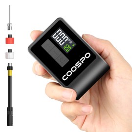 CooSpo Mini Electric Bike Pump, Portable Tire Inflator Portable Air Compressor, Max 120 PSI, Auto Shut-Off Air Pump with Presta/Schrader Valves for All Bicycles, Ball, Car Accessories